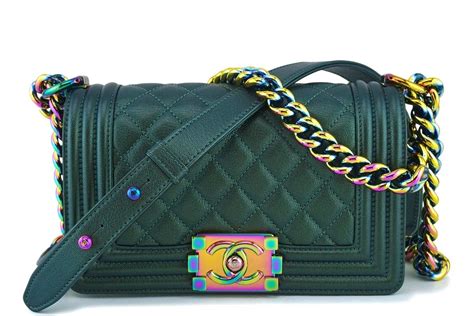 chanel iridescent green|chanel iridescent boy bag.